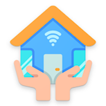 Icon that shows two hands holding up a home.